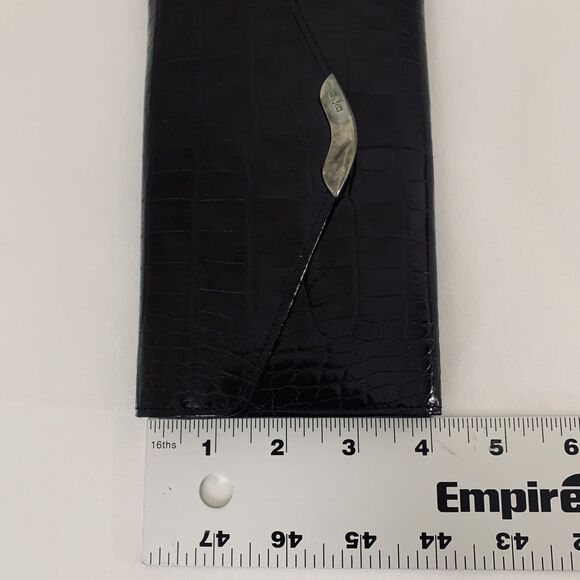 Vintage Ralph Lauren Wallet Alligator Embossed Leather Black Rare Production 80s - Picture 10 of 13